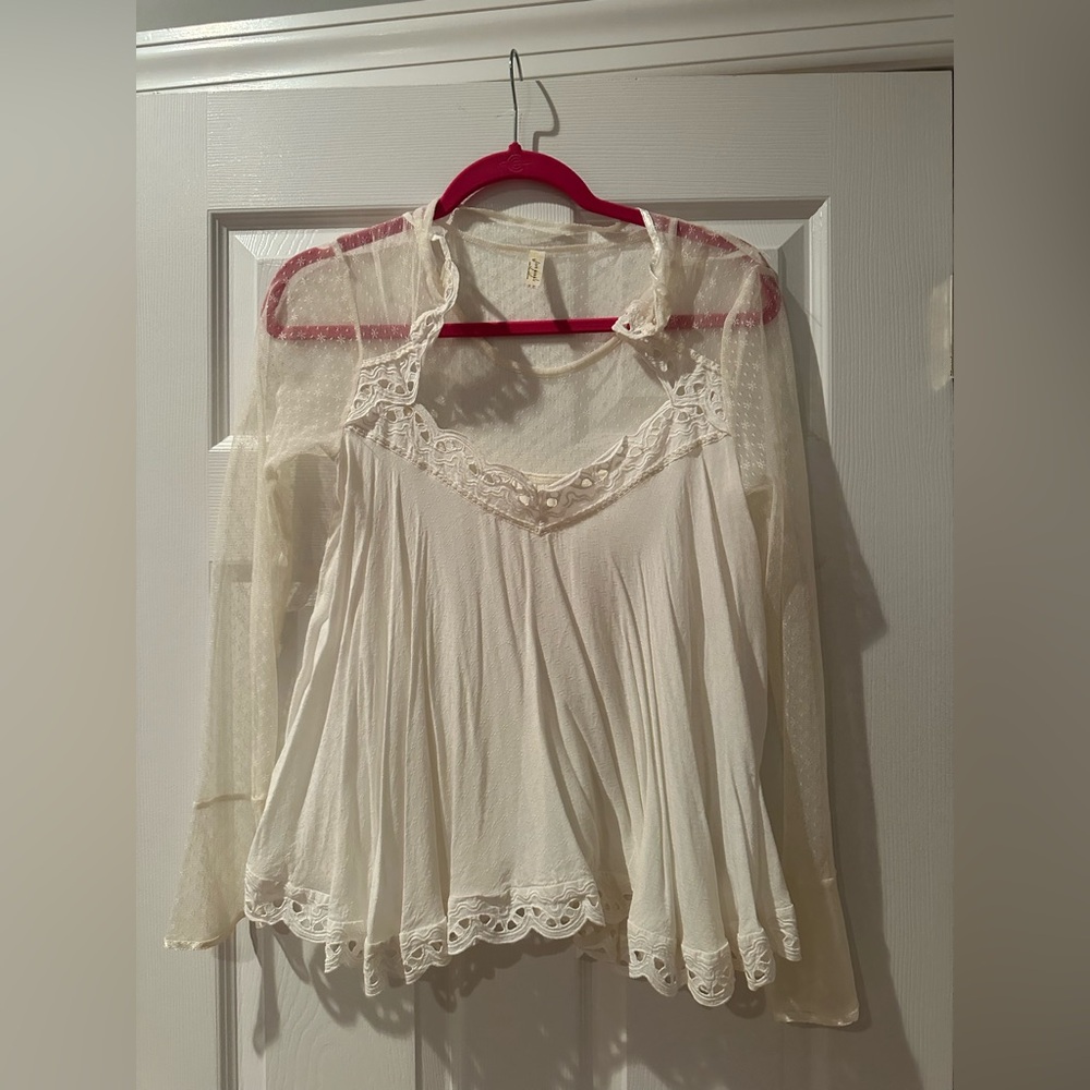Free People Cream Lace Blouse